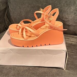 Stylish Orange Wedge Sandals